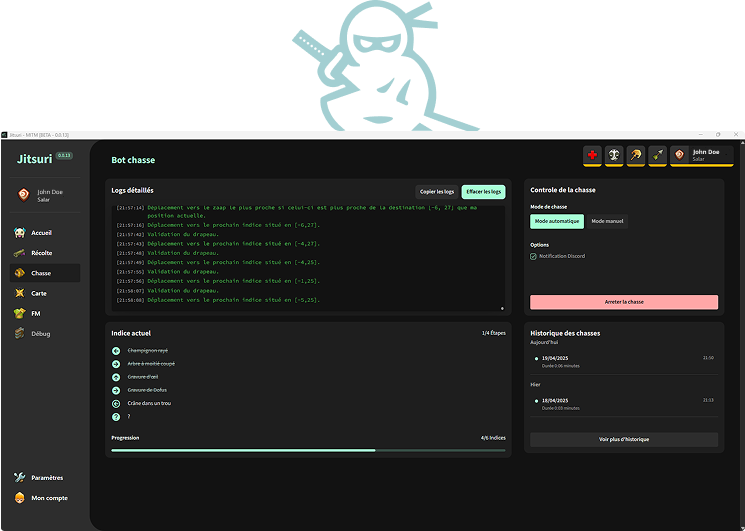 Aperçu de l’interface du logiciel Jitsuri